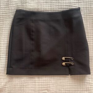 Black Mini Skirt with Gold Pins
